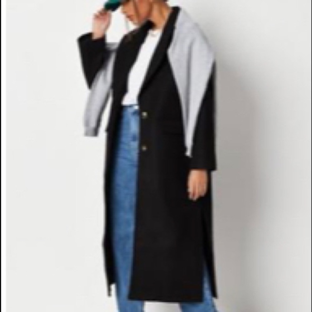 Black side split formal midaxi coat